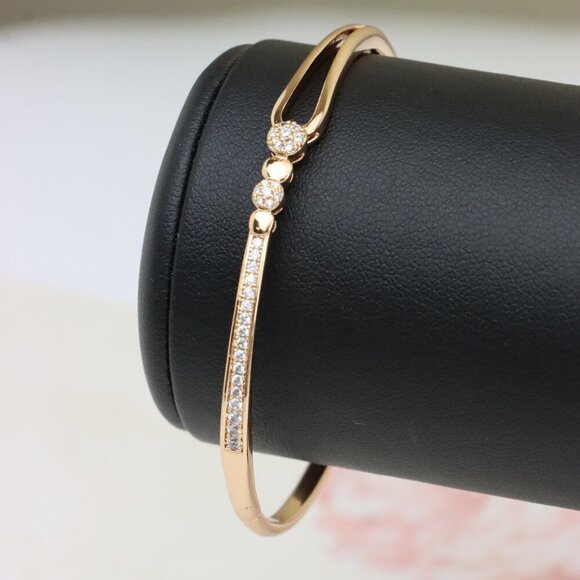 Radiant Rose Gold Bangle with Pave & Beaded Detailing, XPBL0416 - Picture 10 of 12
